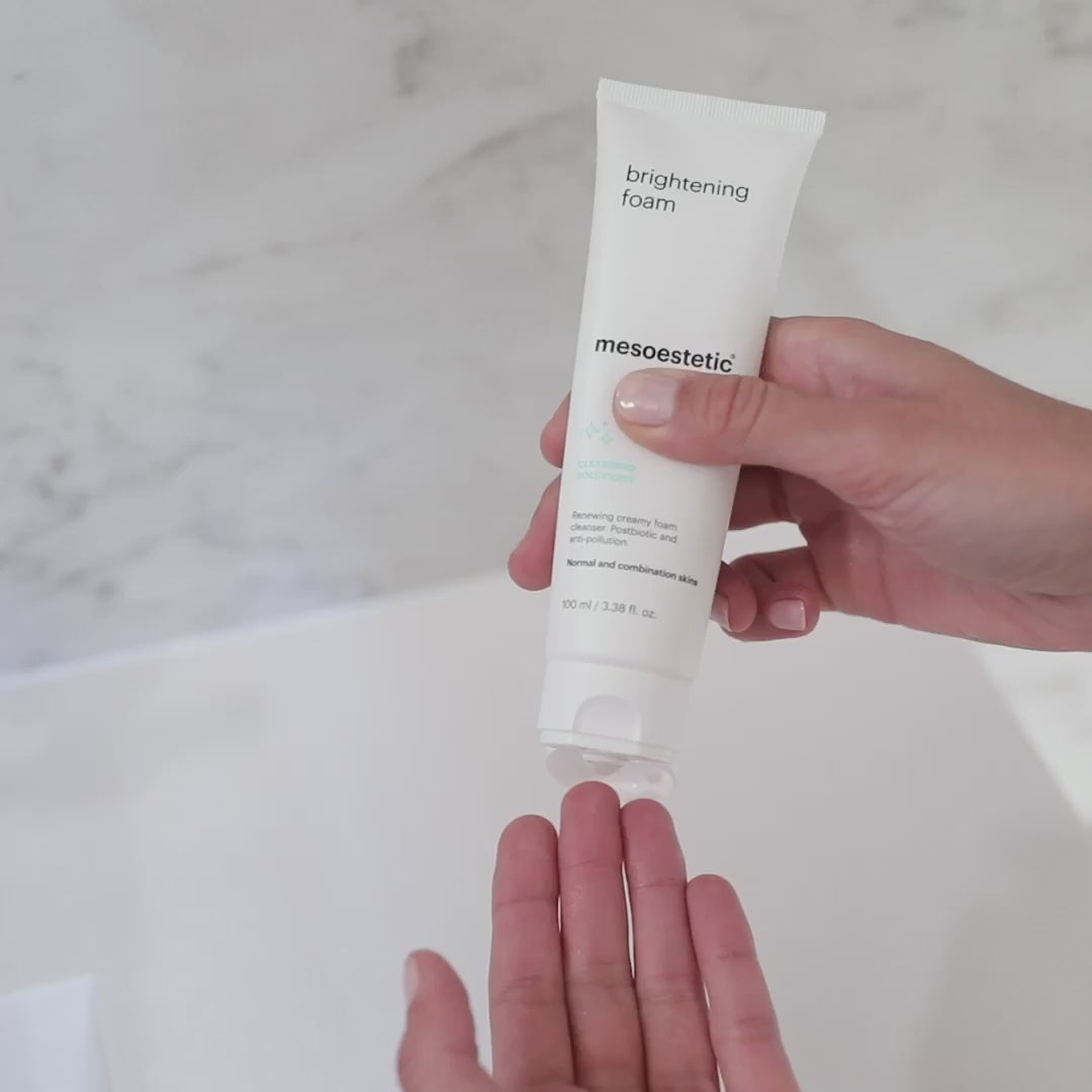 טען סרטון: Mesoestetic – Brightening Foam (100ml) קצף ניקוי מבהיר מזואסתטיק